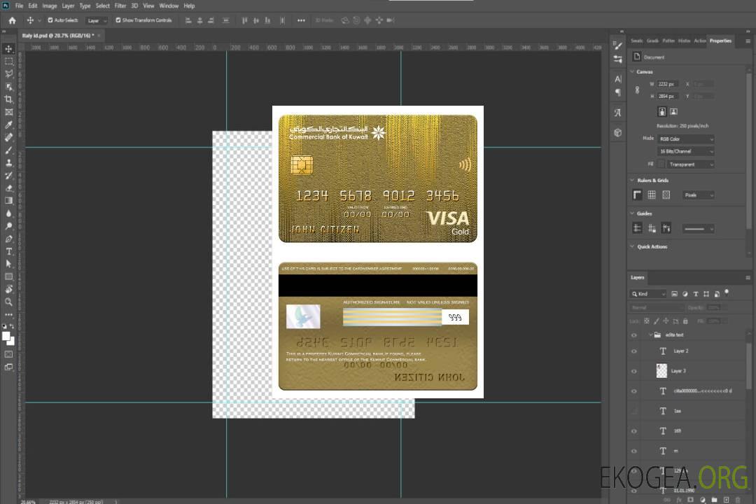 Carte visa or de la Banque commerciale du Koweït Carte visa or template Carte visa or de la Banque commerciale du Koweït Carte visa or template